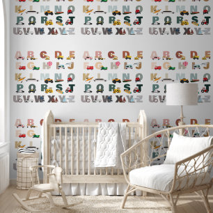Papel Pintado Camiones ABC Cute Alphabet, Vehículos De Transport