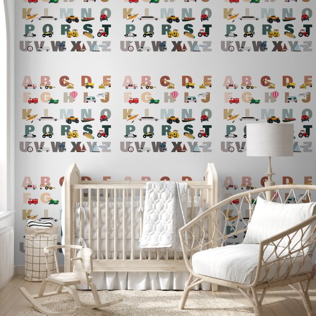 Papel Pintado Camiones ABC Cute Alphabet, Vehículos De Transport (Niños)