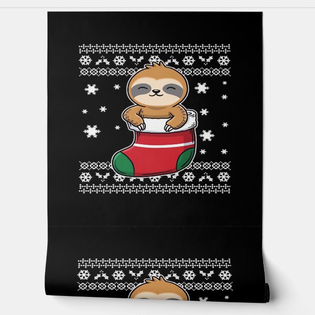 Papel Pintado Camiseta Clásica Sloth navidades (Desenrollar)