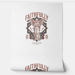 Papel Pintado Camiseta cristiana grabado vintage ángel fielmente