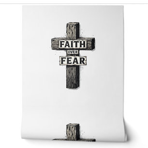 Papel Pintado Camiseta de grabado vintage de cruz de fe sobre mi