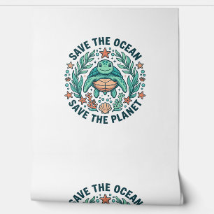 Papel Pintado Camiseta de grabado vintage de tortuga marina Salv