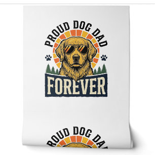 Papel Pintado Camiseta de Papá Perro Diseño Retro de Golden Retr