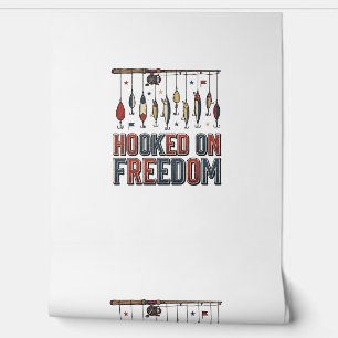 Papel Pintado Camiseta de Pesca Patriótica Enganchada a la Liber