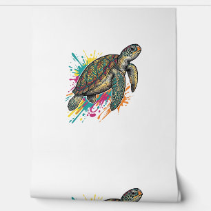 Papel Pintado Camiseta de Salpicadura de Color de Tortuga Marina