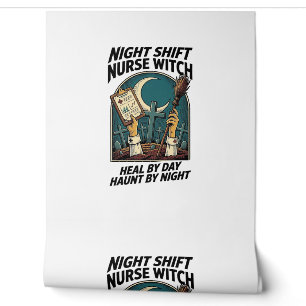 Papel Pintado Camiseta Retro de Bruja Enfermera del Turno Noctur