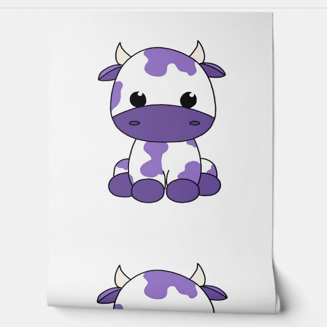 Papel Pintado Camiseta sobredimensionada de vaca morada_1 (Desenrollar)