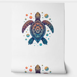 Papel Pintado Camiseta Tie-Dye Tortuga Marina Hawaiana Vacacione