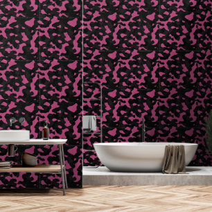 Papel Pintado Camo abstracto rosa y negro texturizado