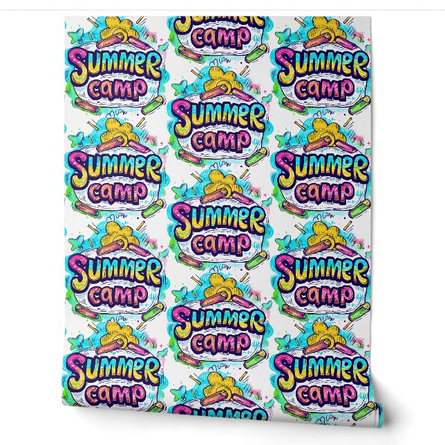 Papel Pintado Campamento de verano colorido (Desenrollar)
