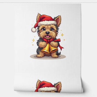 Papel Pintado Campanas de Navidad de Yorkshire Terrier
