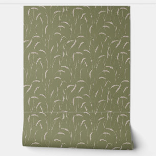 Papel Pintado Campo de hierba silvestre en verde sabio