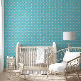 Papel Pintado Campo de margaritas dispersas Preppy – Turquesa y 