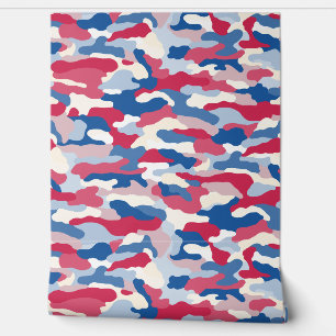 Papel Pintado Camuflaje rojo blanco y azul