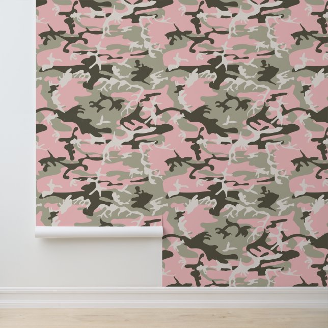 Papel Pintado Camuflaje rosa y verde, militar, militar (Solicitud)