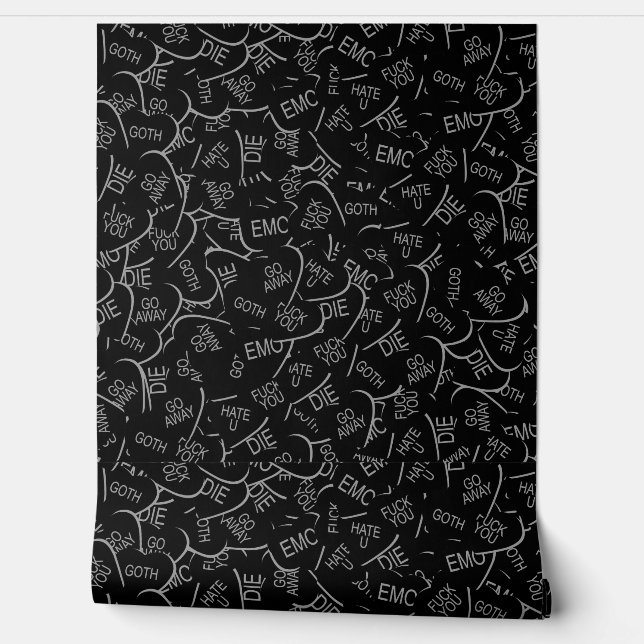 Papel Pintado Candy Heart Pattern - Goth v. 2.0 (Desenrollar)