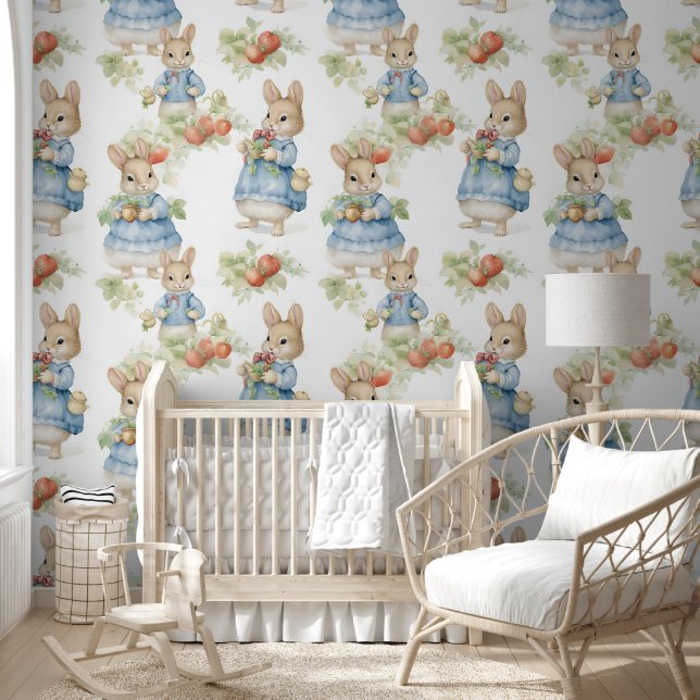 Papel Pintado Cañón de fresa de conejo curtido de guardería de p (Niños)