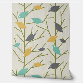 Papel Pintado Canto de pájaro moderno de mediados de siglo