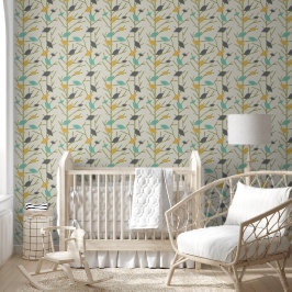 Papel Pintado Canto de pájaro moderno de mediados de siglo