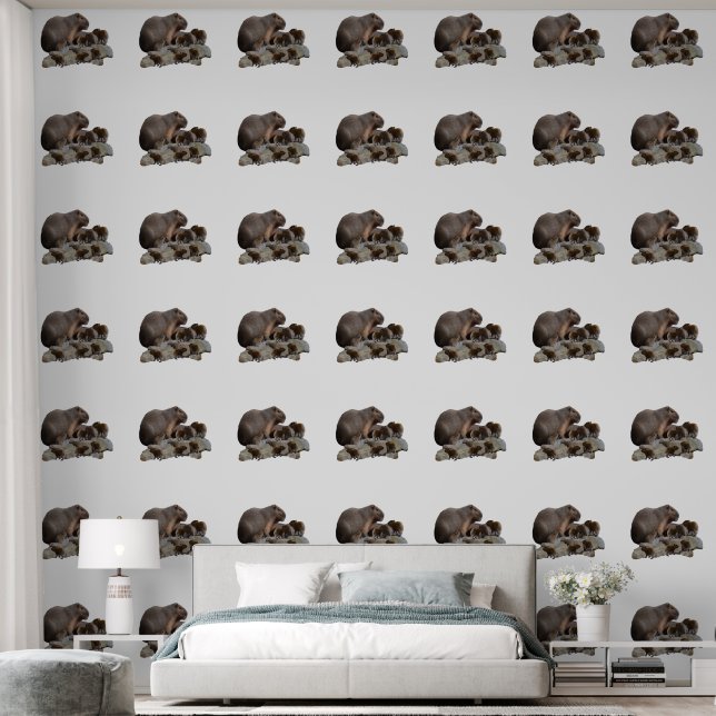 Papel Pintado Capibaras Mamá y Bebés, (Dormitorio)