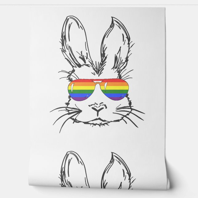 Papel Pintado Cara de conejo con gafas de sol (Desenrollar)
