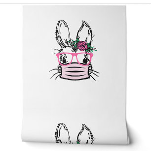Papel Pintado Cara de conejo con máscara facial Gafas de conejo 