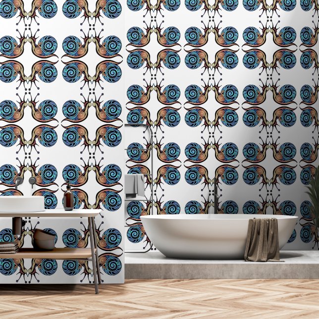 Papel Pintado Caracol con efecto retro moderno (Baño)