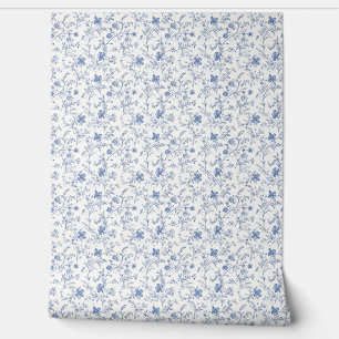 Papel Pintado Carácter floral francés Mini - azul y blanquecino