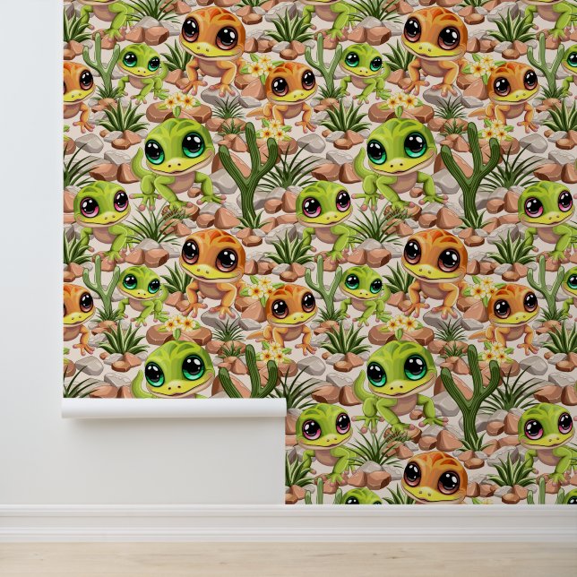 Papel Pintado Caracteres de dibujos animados de Baby Geckos Cute (Solicitud)