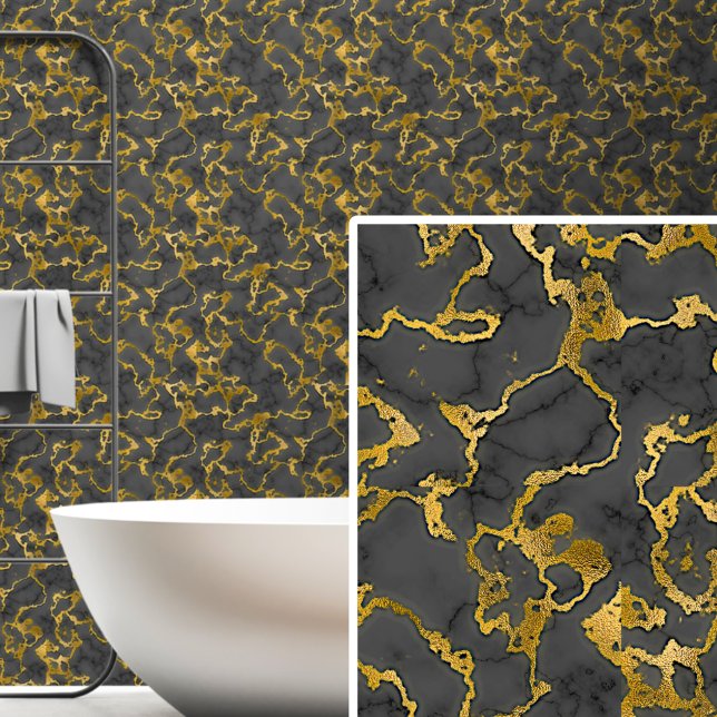 Papel Pintado Carbón negro gris con oro (Subido por el creador)