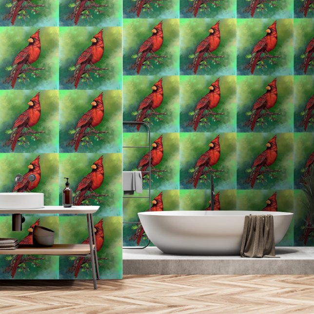 Papel Pintado Cardenal rojo del norte (Baño)