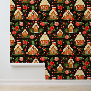 Papel Pintado Casa de pan de jengibre de Navidades festivos