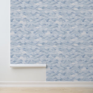 Papel Pintado Casa de playa olas de mar grises azul claro acuare