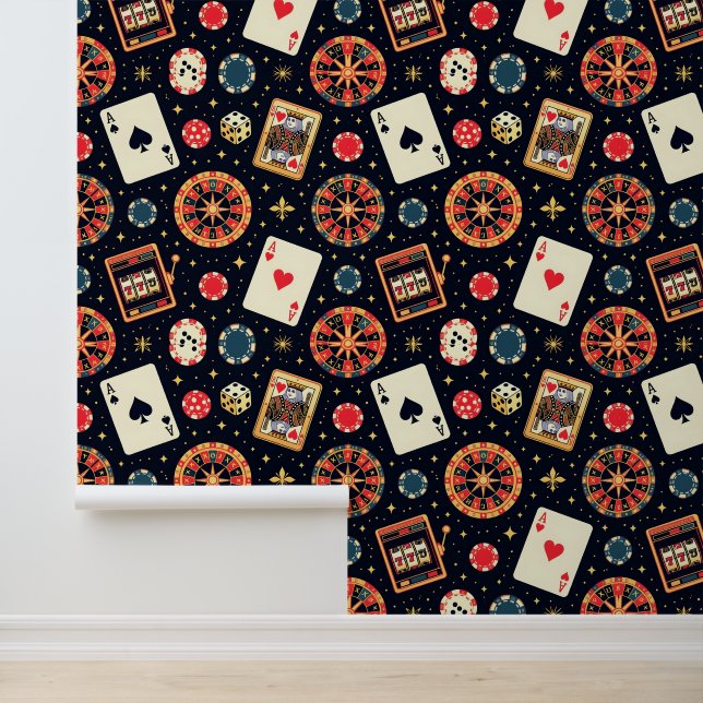 Papel Pintado Casino pattern theme on black (Solicitud)