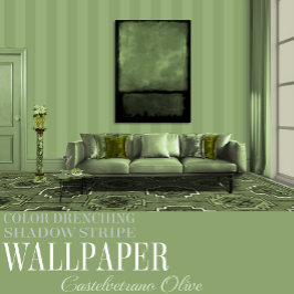 Papel Pintado Castelvetrano Olive Six Inch Green Shadow Stripe
