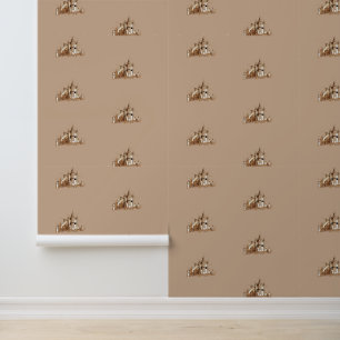 Papel Pintado - Castillo Sepia sobre Beige