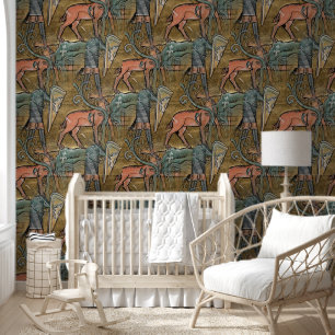 Papel Pintado Caza de Knight, Naranja verde azulado