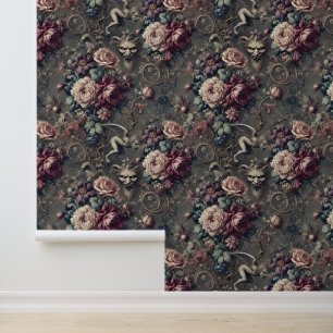 Papel Pintado Caza de seraficionados - Diseño floral gótico