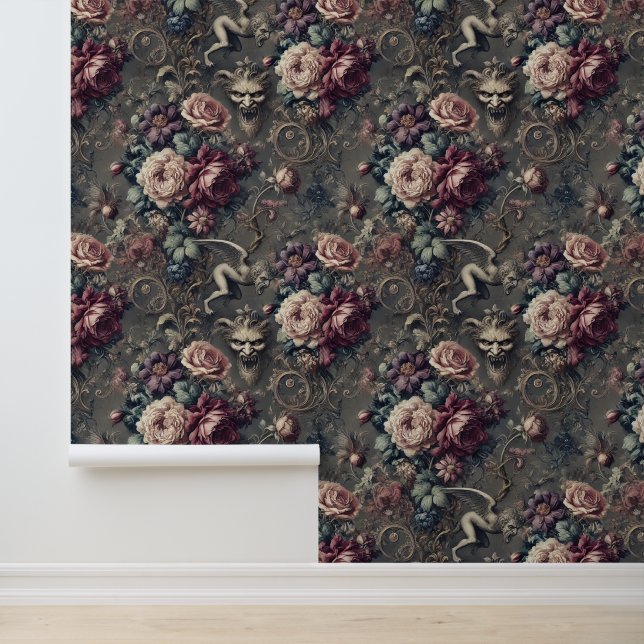 Papel Pintado Caza de seraficionados - Diseño floral gótico (Solicitud)