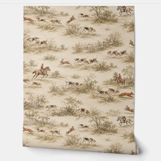 Papel Pintado Caza Tradicional con Foxhound (Desenrollar)