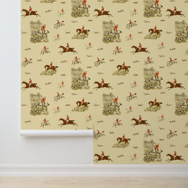 Papel Pintado Cazadores de zorros a caballo vintage sabuesos caz