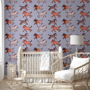 Papel Pintado Cebras estilizadas caprichosas y juguetonas