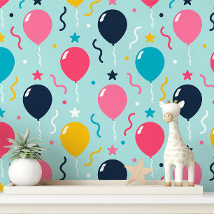 Papel Pintado Celebración de la Fiesta de Globos Coloridos