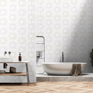 Papel Pintado Celestial Amarillo Púrpura Sencillo Luna Boho