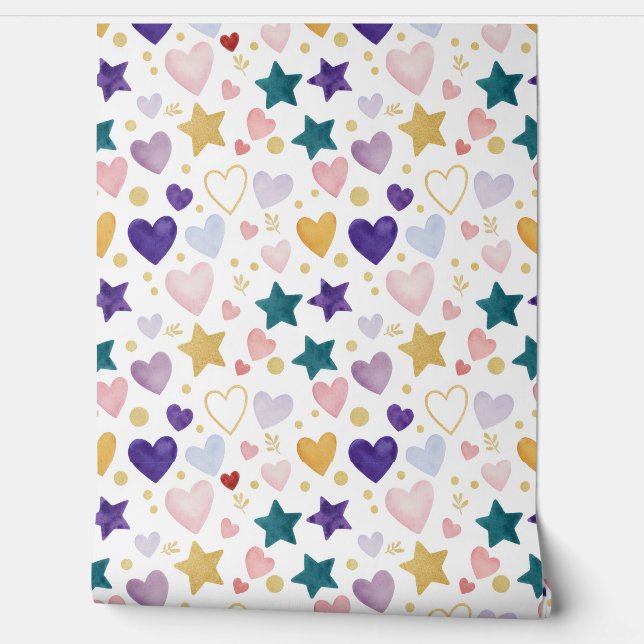 Papel Pintado Celestial Hearts & Stars (Desenrollar)