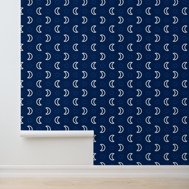 Papel Pintado Celestial Stars & Moon Wallpaper – Navy Night Sky (Solicitud)