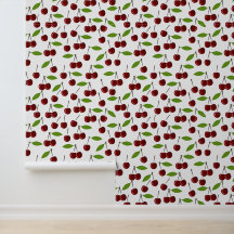 Cerezo Rojo, Patrón De Cerezas, Hojas, Fruta