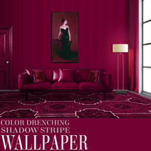 Papel Pintado Cerise Crepuscular Franja de Sombra de Seis Pulgad