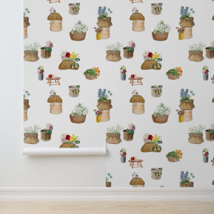 Papel Pintado Cestas de flores en el mercado de los agricultores