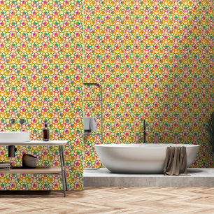 Papel Pintado Chainmail floral artesanal en crema